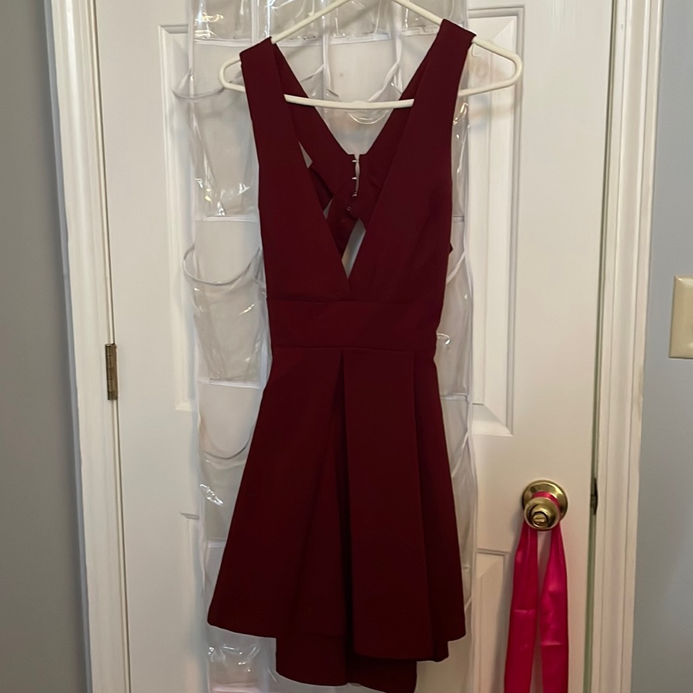 Burgundy strappy back dress